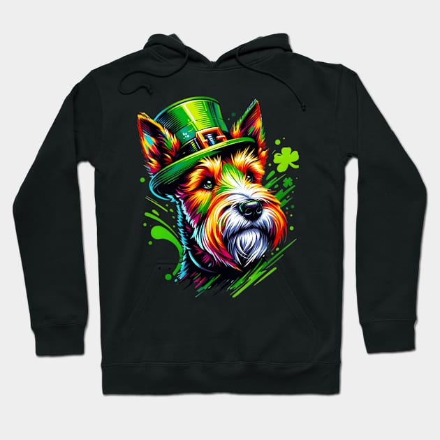 Welsh Terrier in Leprechaun Hat for St Patrick's Day Hoodie by ArtRUs